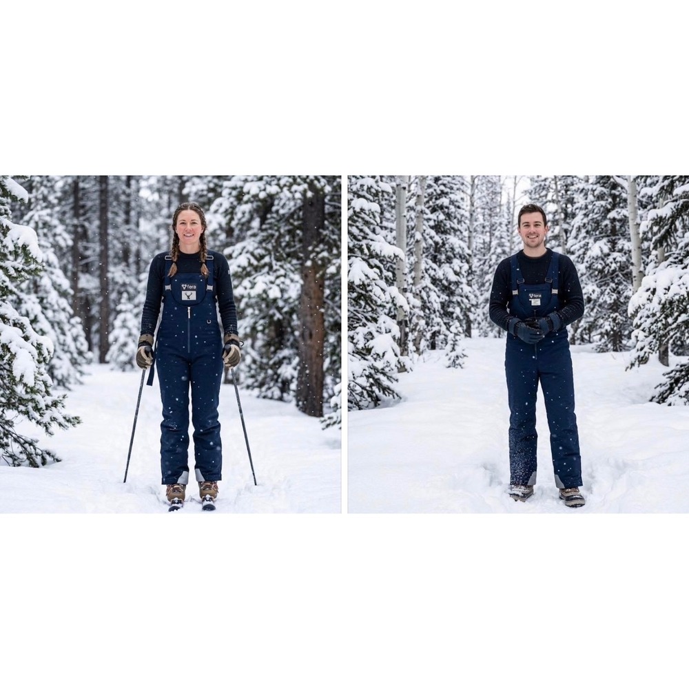 Fera Unisex Ski Bibs Navy Blue Insulated Stretch‎ Snow Overalls Pants Sz XL 38L